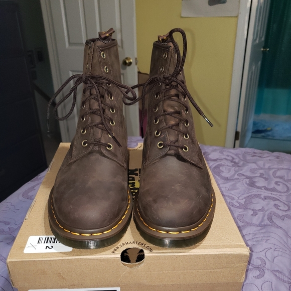 Dr Doc Martens Crazy Horse Brown Leather Boots EU 45 UK 10 US M 11 US W 12 - Picture 4 of 12